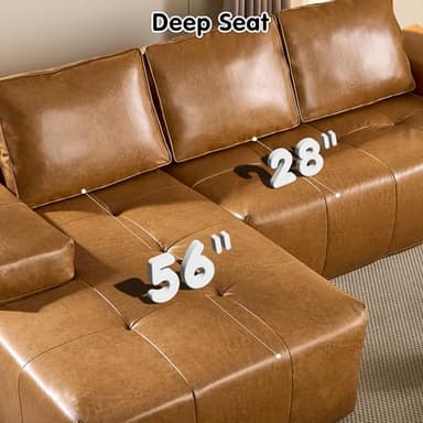 ovios Sectional Cloud Couch for Living Room, Modular Floor Sofa with Plush Corduroy, No Assembly Required, Big Comfy Couches Set with Fluffy Memory Foam, Stupendous U Shaped Sofas with Chaise, Brown - Image 3