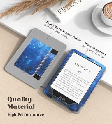 MoKo Case for 7"/6.8" Kindle Paperwhite(12th/11th Gen-2024/2021) and Kindle Paperwhite Signature Edition,Slim PU Shell Cover Case with Auto-Wake/Sleep for Kindle Paperwhite 2024, Blue Starry Sky - Image 4