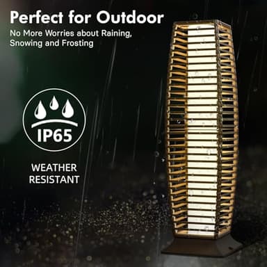 Grand patio Outdoor Floor Lamp Solar Powered Lantern Waterproof Wicker Boho Deck Lights for Garden Porch Decor, Large Crossover - Image 5
