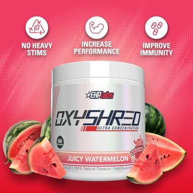 EHP Labs OxyShred Pre Workout Powder - Preworkout Powder with L Glutamine & Acetyl L Carnitine, Energy Boost Drink - Juicy Watermelon, 60 Servings - Image 4