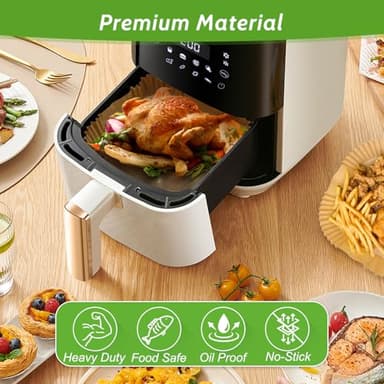 360 Pcs 6.5” Square Unbleached Heavy Duty Air Fryer Paper Liners Disposable, Non-Stick & Non-Leak Parchment Paper Liners for Airfryer Basket, Deep Fryer Parts & Accessories - Image 3