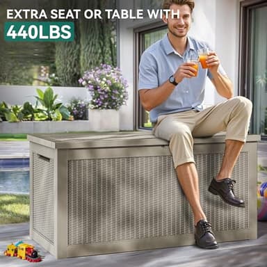 YITAHOME 260 Gallon XXL Large Deck Box, Outdoor Resin Storage Box, Lockable Storage Container for Patio Cushions, Furniture, Garden Tools, Water Resistant (Brown) - Image 6