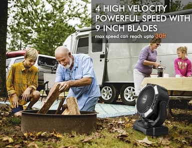40000mAh Battery Powered Camping Fan, 136Hrs Cooling, Rechargeable Fan High Velocity, Auto 45°/90° Oscillation, Remote & Timer Battery Operated Fan for Car Travel RV Garage Patio Hurricane Emergency - Image 2