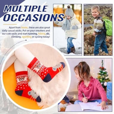 Eocom 6 Pairs Children's Winter Warm Wool Animal Crew Socks Kids Boys Girls Socks (6 Pairs Bear, 4-7 Years) - Image 6