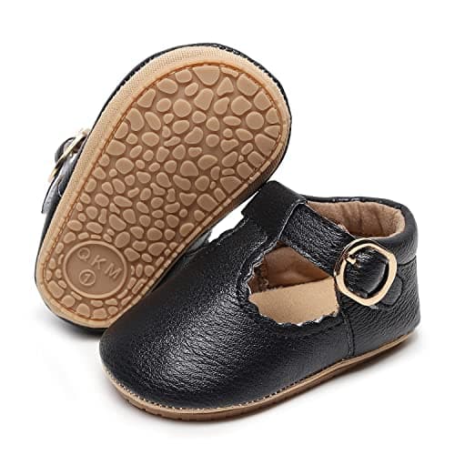 HONGTEYA Infant Baby Girls Mary Jane Flats Non Slip for Toddler First Walkers Soft Sole PU Leather Crib Shoes Sneaker Wedding Party Christmas Princess Dress Shoes Baby Moccasins Girls - Image 1