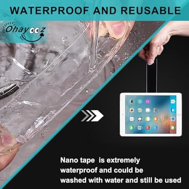 Ohayooz® Extra Strong Double Sided Tape Heavy Duty Removable 10FT, Clear Sticky Adhesive Nano Tape Tough Washable Waterproof Mounting Tape for Hanging Picture, Poster, Carpet, Photo Deco - Image 6