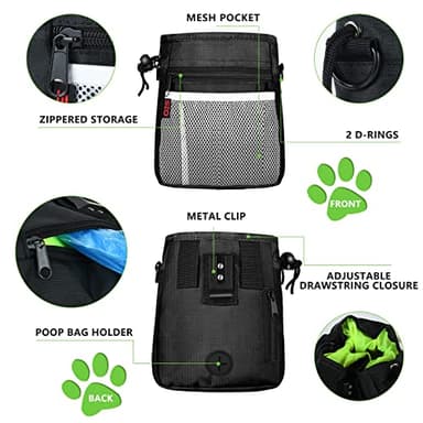 Dog Treat Pouch - 3 Ways to Wear Treat Pouches for Pet Training and 2 Pieces Clicker Taining for Dogs, Dog Training Treat Pouch Bag and Dog Clicker for Training with Waist Belt Shoulder Strap - Black - Image 3