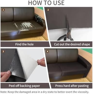 Leather Repair Tape Self-Adhesive Leather Repair Patch for Couch Furniture Sofas Car Seats Advanced PU Vinyl Leather Repair Kit (Dark Brown, 17X79 inch - Image 6