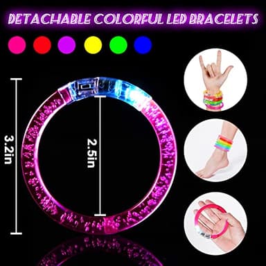 Mikulala 24Pcs Glow in the Dark Party Supplies for Kids/Adults, Flashing Light up Toys LED Bracelets Halloween Glow Sticks, Mardi Gras Party Favors Carnival Birthday Concert Gifts Accessory - Image 4