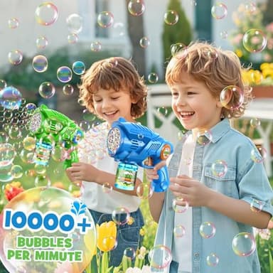 Bubble Gun Machine for Kids 4-8: 2-Pack Automatic Bubble Guns with 2 Bottles Refill Solution - Summer Outdoor Toys Bubble Blaster Maker Blower for Easter Party - Image 3