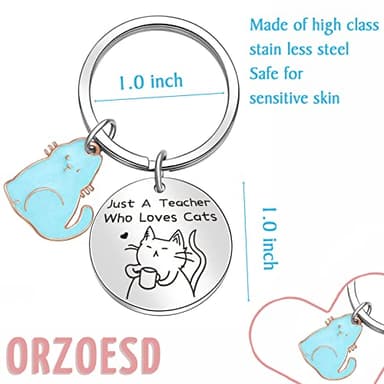 ORZOESD Teacher Thank You Keychain Cat Themed Jewelry Cat Lover Gift For Women Cat Jewelry Teacher Keychain Cat Owner Gift Teachers Day Jewelry Teacher Appreciation Keychain Kitty Gift - Image 2