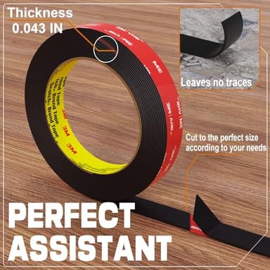 3M Double Sided Tape Heavy Duty 10FT,Double Sided mounting Tape for Walls,3M vhb Strong Double Sided Tape Heavy Duty for Car, LED Strip Light, Home/Office Decor - Image 2