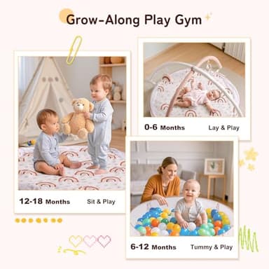 Crisschirs 6-in-1 XL Large Baby Gym & Ball Pit, Play Mat & Play Gym, Combination Baby Activity Gym with Milestone Cards for Sensory Exploration and Motor Skill Development, Balls are not Included - Image 3