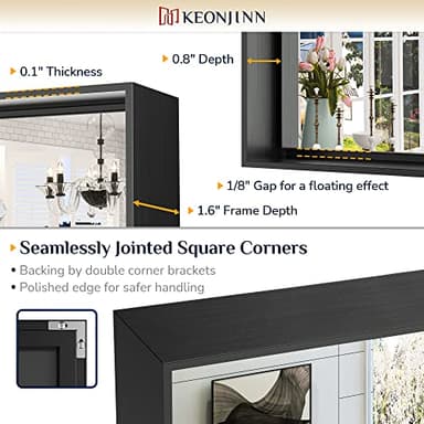 Keonjinn Black Bathroom Mirror 24 x 36 Inch, Rectangular Wall Mirror Brushed Metal Frame, Black Modern Farmhouse Mirrors, Framed Rectangle Bathroom Mirrors for Over Sink(Horizontal/Vertical) - Image 4
