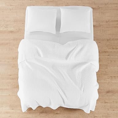 Levtex Home Cross Stitch Reversible King/Cal King Quilt Set (106x92in) and 2 Pillow Shams (36x20in) - Stitch Texture - Bright White - Cotton King Size Quilt Bedding Set - Lightweight Soft Pre-Washed - Image 6