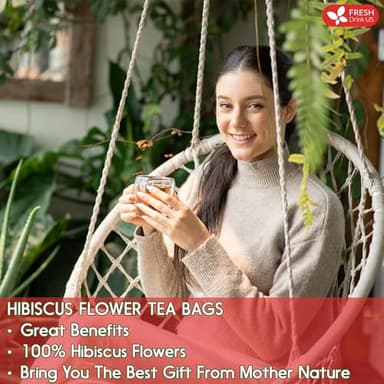 FreshDrinkUS, Premium 140 Hibiscus Flowers Tea Bags, 100% Natural, Handmade & Pure from Hibiscus Flowers. No Sugar/Caffeine/Gluten, Vegan. Tart & Refreshing, Hot or Ice Tea, Great For All Seasons - Image 9