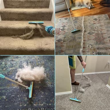 Uproot Cleaner Xtra Pet Hair Removal Tool: Reusable Carpet Rake with Telescopic 60" Handle - As Powerful as Uproot Cleaner Pro Pet Hair Remover, but Made for Carpets, Curtains - Don't Bend Don't Kneel - Image 6