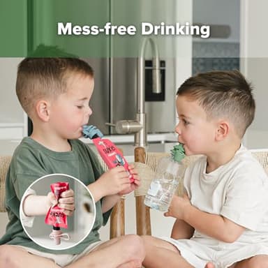 haakaa Multi-Functional Silicone Spout,Pouch Topper No Spill,Water Bottle Topper for Toddlers,100% Food Grade Silicone,2 Pack - Image 5