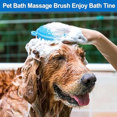 ROPO Dog Shampoo Brush, Dog Bath Brush & Dogs Shower, Dog Hand Brush for Grooming, Dog Scrubber for Bath, Dog Wash Brush (Black) - Image 3