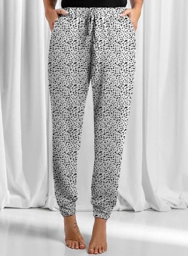Dokotoo Womens Summer Comfy Casual Loose Breezy Leopard Drawstring Elastic Waist Loose Jogging Jogger Pants Sweatpants for Women with Pockets Large - Image 3