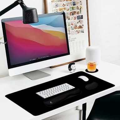 4-in-1 Large Gaming Mouse Pad, Keyboard Wrist Rest Pad & Wrist Support Mousepad Set, Extended Desk Pad Waterproof Desk Mat for Home Office Study Game-Black - Image 7