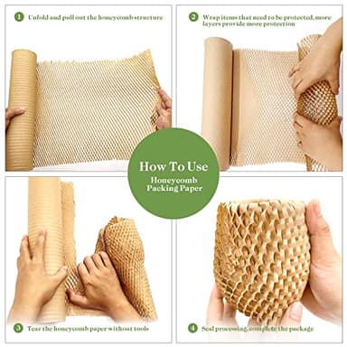 Honeycomb Packing Paper, 15" x 200' Honeycomb Cushioning Wrap Roll for Moving Shipping Packaging Gifts, Recyclable Honeycomb Paper Moving Supplies Bubble Paper Wrapping Protective Roll Khaki - Image 4