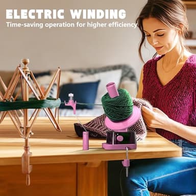 CozyBomB™ Yarn Winder | Electric Yarn Ball Winder, 13 oz Dual Strong Tension Knit Spinner for Crocheting, Automatic Crochet Wheel for Knitting Birthday Gift, Swift Weaving Ball Yarning Cake Roller - Image 3