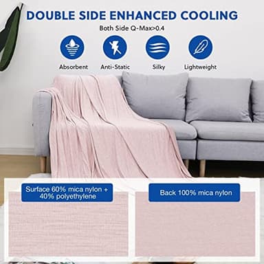 HOMFINE Cooling Blankets for Hot Sleepers - Summer Blanket Thin Lightweight Breathable Soft Double Side Enhanced Cooling for Bed Couch Sofa, Keep Cool for Night Sweats (Pink, 60 x 80 inches) - Image 3