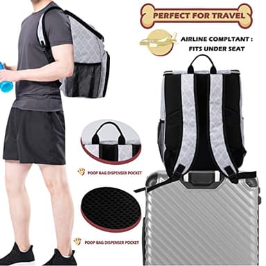 BAGLHER Dog Travel Bag Backpack, Airline Approved Pet Supplies Backpack, Dog Travel Backpack with 2 Silicone Collapsible Bowls and 2 Food Baskets DLWhite - Image 5
