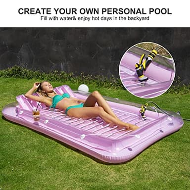 Inflatable Pool Floats Lounger for Adults, Blow Up Tanning Pool Raft Sun Tan Tub with Inflatable Pillow for Family Outdoor, Garden, Backyard Summer Water Party (Pink) - Image 8