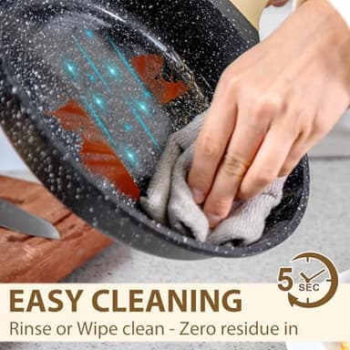 Romswi 23pcs Pots and Pans Set Non Stick, Kitchen Cookware Set with Casserole, Frying & Saucepans, Oven Safe & Stovetop Agnostic Non Toxic Cookware (Gas, Electric & Induction) - Black - Image 6