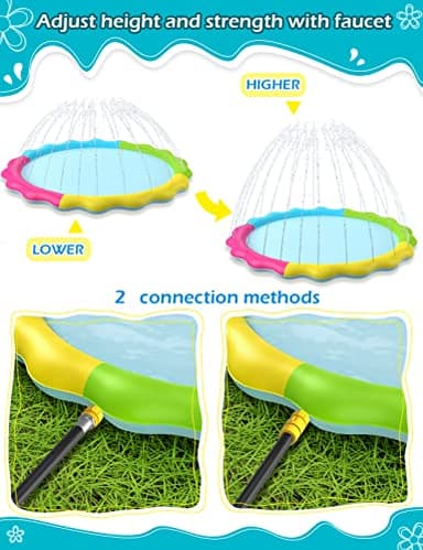 Jasonwell Splash Pad Sprinkler for Kids Splash Play Mat Outdoor Water Toys Inflatable Splash Pad Baby Toddler Pool Boys Girls Children Outside Backyard Dog Sprinkler Pool Age 1 2 3 4 5 6 7 8 9 3XL - Image 8