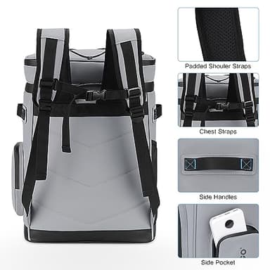 Hulongo Large Waterproof Insulated Cooler Backpack for Men & Women, Leak Proof Cooler Backpack for Camping, Beach, Fishing, Picnic, Travel, Outdoor, 30L, 48Cans - Image 6