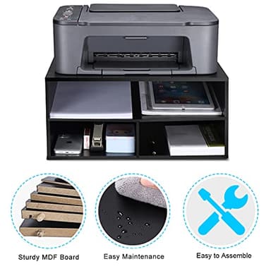 EMERIT Printer Stand Shelf with Storage Wood Desk Paper Organzier for Home/Office,Printer Riser, 2 Tire - Image 4