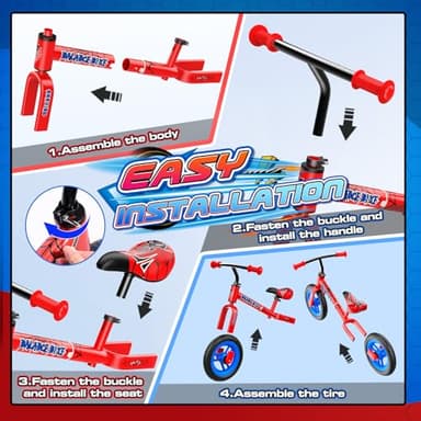 Aetyni Spider Balance Bike 2 3 4 5 Year Old: Toddler Bike with 12 Inch Lighting Wheel No Pedal Outdoor Spider Toys for Boys 2-3 3-4 Birthday Gifts for 2+ Year Old Boy Girl Toddlers Kids - Image 7