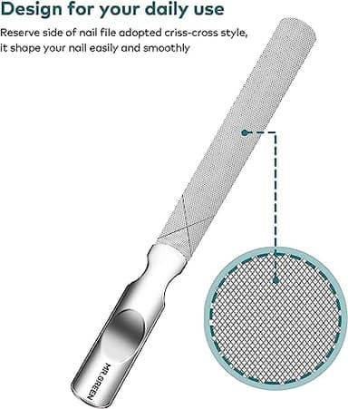 Stainless Steel Nail File with Anti-Slip Handle and Leather Case, Double Sided and Files Nails Easily for Men and Woman - Image 2