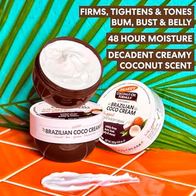 Palmer's Coconut Oil Formula Brazilian Coco Cream with Vitamin E, 8.8 Fl Oz, Whipped Bum, Bust & Body Cream, Helps with Skin Tightening & Firming - Image 4