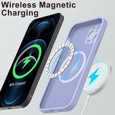 DEENAKIN Magnetic for iPhone 12 Pro Case Silicone with Screen Protector - [Compatible with MagSafe] - Camera Protection - Slim Fit Protective Phone Cover 6.1" for Women Girls - Lavender Purple - Image 2