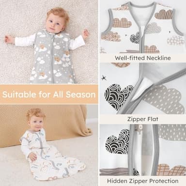 Yoofoss Baby Sleep Sack 6-12 Months Wearable Blanket for Babies 100% Organic Cotton 2-Way Zipper TOG 0.5 Toddler Sleeping Sack 3 Pack, Comfy Lightweight Sleep Sacks - Image 5