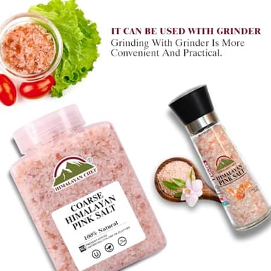 Himalayan Chef Himalayan Pink Salt Coarse, Enhance Taste & 100% Natural-Coarse Grain, Plastic Jar 80oz, Salt in Grinders. - Image 4