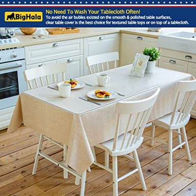 Clear Plastic Tablecloths Furniture Dining Room Table Protector Thick Protective Desk Cover PVC Vinyl Tabletop Protection Pad Easy Clean Polyester Wipeable Waterproof Plastic Cloths 42 x 60 Inch - Image 6