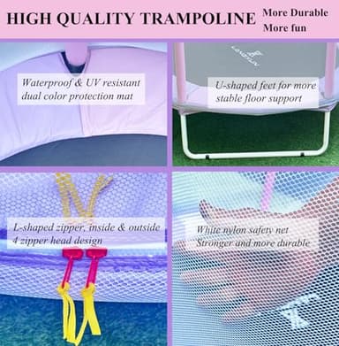 LANGXUN 60" Trampoline for Kids, 5ft Toddler Mini 3-in-1 Trampoline Indoor Outdoor with Basketball Hoop, Dart Board, Christmas Hoilday Toys Birthday Gifts for Girls Boys Age 1-8 - Image 4