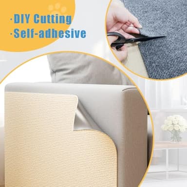 YCCYYCCY Cat Scratching Mat with Self-Adhesive, 39"x15.7" Cat Scratcher Carpet, Cat Scratch Protectors for Sofa Furniture Wall, Anti Scratch Furniture Protector, Included Nails for Couch(Gray,40100) - Image 2