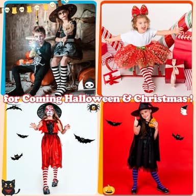 Sarfel Kids & Toddler Halloween & Christmas Socks, Unisex, Black & Red, Striped, Knee-High, Medium Size, 3-6 Years, Modern Style, Soccer, 1 Count - Image 2