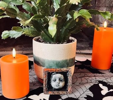 Eywamage Orange Halloween Flameless Pillar Candles with Remote, Real Wax Flickering Fall LED Candles Battery Operated Set of 3 - Image 7