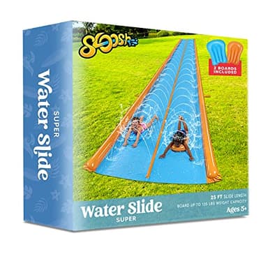 Sloosh Double Lane Water Slide,25ft x 6ft Heavy Duty Lawn Water Slip and Slide with Sprinkler and 2 Inflatable Boards for Adult Kids Party Summer Yard Outdoor Play Activities - Image 7