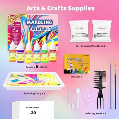 Titoclar Water Marbling Paint for Kids, Art Supplies for Kids,Arts and Crafts for Girls Boys Ages 8-12 6-8 3-5, Birthday Gifts Toys for Girls 3+ Years Old - Image 8