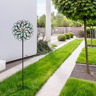 VEWOGARDEN 20" Dia Large Wind Spinner, Outdoor Metal Windmill Spinner - Yard Art Spinner Wind Catchers Sculpture for Patio, Lawn & Garden Decor - Image 8