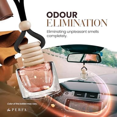 Deep Leather Car Air Freshener for Men | Pack of 2 Long Lasting Automotive Air Freshener | Odor Eliminator Car Perfume with Essential Oils | Car Air Freshener Vent Clip by Perfa - Image 3