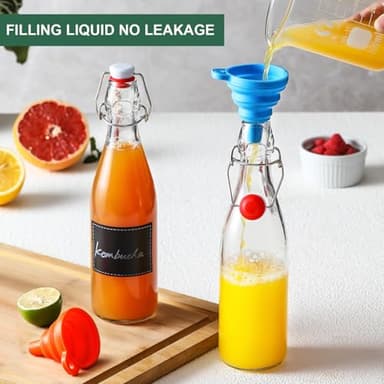 8 Set 16 OZ Swing Top Glass Bottles - Flip Top Beer Brewing Bottles with Stopper for Fermentation, Kombucha, Mead Kefir, Vanilla Extract, Juice, Tea, Wine, Soda - Airtight Cap Lids, Bonus 2 Pourers - Image 5